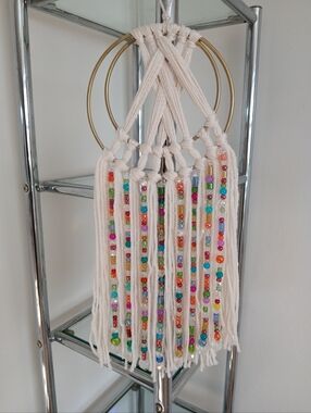 Boho Macrame Dream Catcher Multicolor Wall Hanging Glass Beads  And Crystals